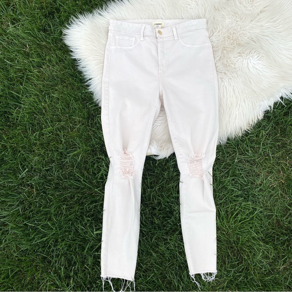 L'AGENCE High Rise Skinny Distressed Jeans 31